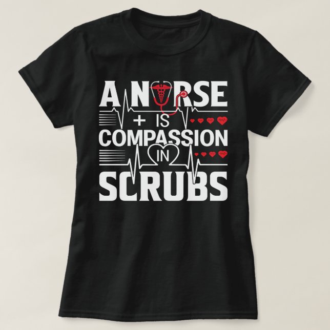 Sjuksköterska och sjuksköterska är kompassion på S T Shirt (Design framsida)