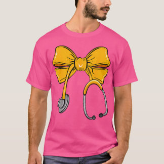 Sjuksköterska Orange Bow Stethoscope Registrerat s T Shirt