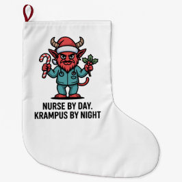 Sjuksköterska på dagtid Krampus på natt Sjuksköter Stor Julstrumpa