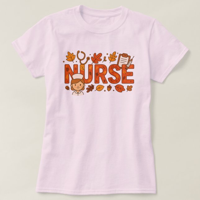 Sjuksköterska på hösten Färg T Shirt (Design framsida)