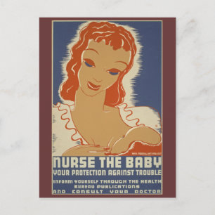 Sjuksköterska på WPA-Poster i Baby Vykort