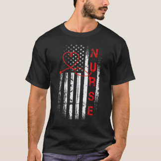 Sjuksköterska Patriotisk Amerikansk USA Flagga Reg T Shirt