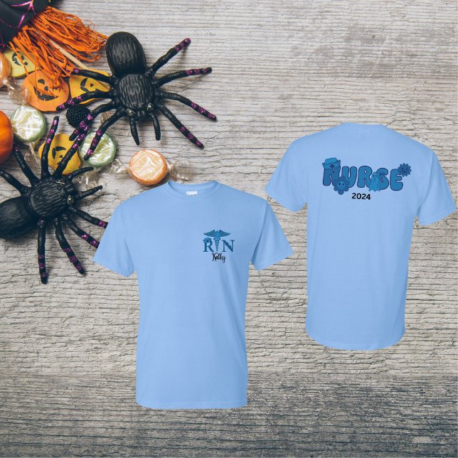 Sjuksköterska Personlig Namn Datum Halloween T Shirt (Skapare uppladdad)