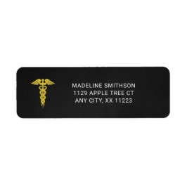 Sjuksköterska, returadress, medicinalsymbol caduce returadress etikett