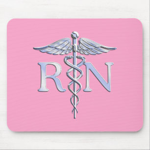 Sjuksköterska RN Caduceus på Pink Rose Musmatta
