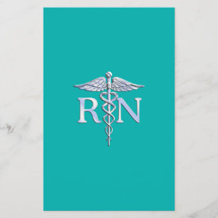 Sjuksköterska RN Caduceus på Turquoise Flygblad