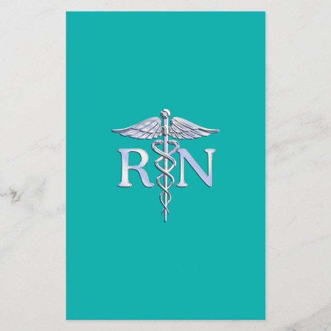 Sjuksköterska RN Caduceus på Turquoise Flygblad (Framsidan)