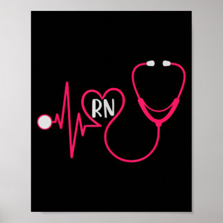 Sjuksköterska Rn Hjärtfrekvens Ekg Stetoskop Poster