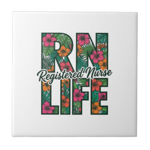 Sjuksköterska RN Life Floral Vektor Design_1 Kakelplatta