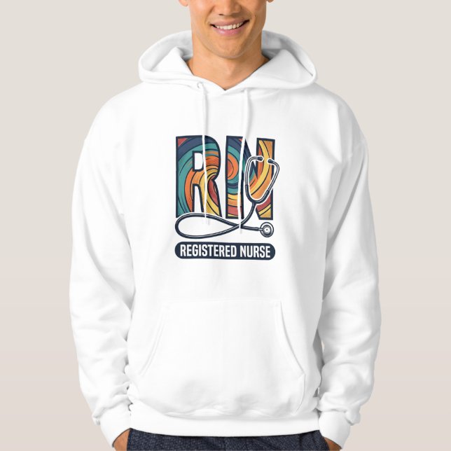 Sjuksköterska RN Vintage Rainbow Vector Design_ Hoodie (Framsida)
