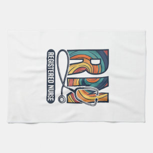Sjuksköterska RN Vintage Rainbow Vector Design_ Kökshandduk