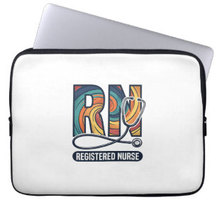 Sjuksköterska RN Vintage Rainbow Vector Design_ Laptop Fodral