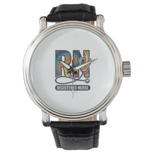 Sjuksköterska RN Vintage regnbåge Vector Design_ Armbandsur