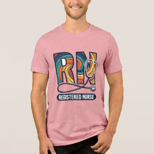 Sjuksköterska RN Vintage regnbåge Vector Design_ T Shirt