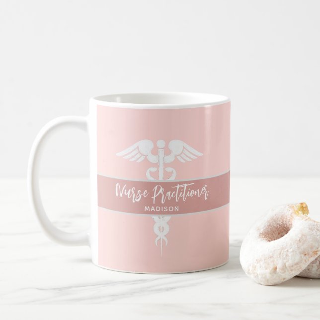 Sjuksköterska  Rosa Vit Personlig Kaffemugg (Med munk)