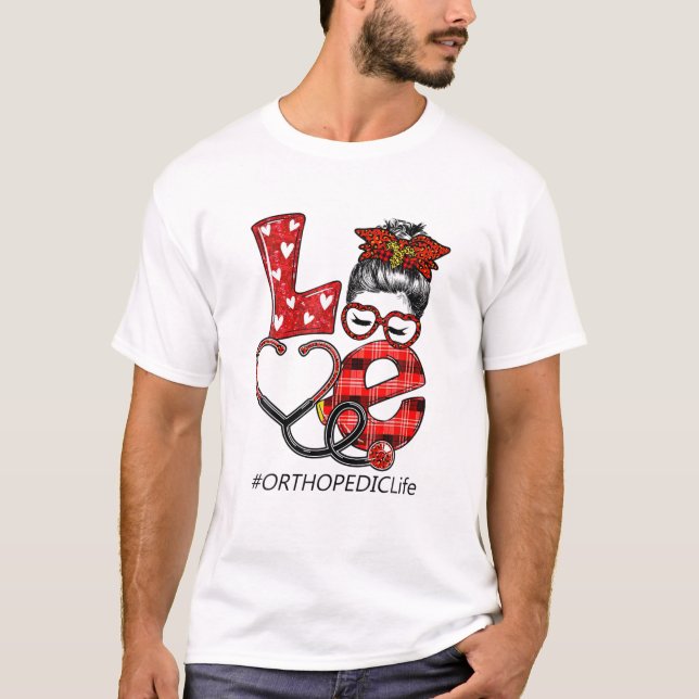 Sjuksköterska rutig leopard kärlek t shirt (Framsida)