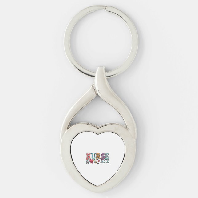 Sjuksköterska - School Nurse Gift - Funny Nurse Twisted Heart Silverfärgad Nyckelring (Framsidan)