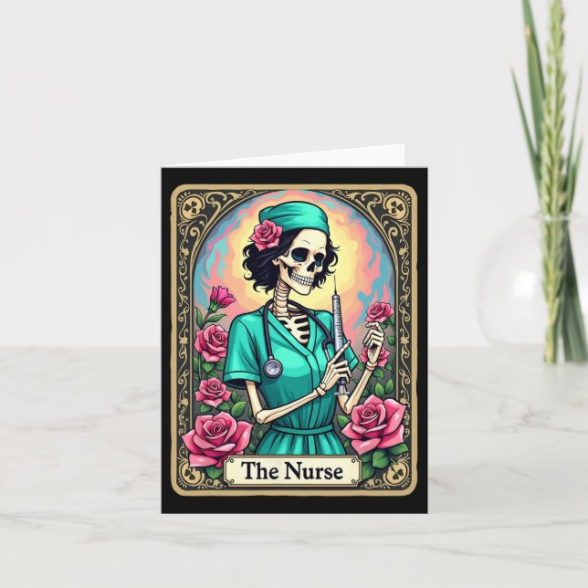 Sjuksköterska Skeleton Tarot Card Funny Sjuksköter Kort (Framsida)