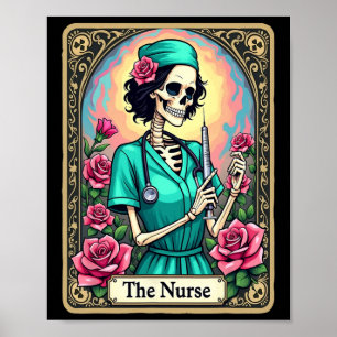 Sjuksköterska Skeleton Tarot Card Funny Sjuksköter Poster