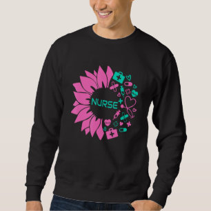Sjuksköterska Solros Nurse Week Nurse Day Cna Dent Lång Ärmad Tröja