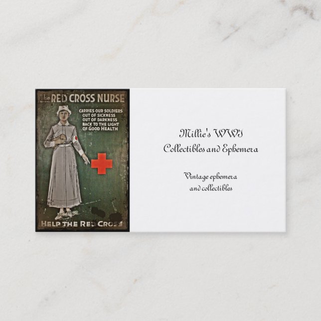Sjuksköterska som begär donationer WWI Visitkort (Framsida)