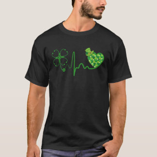 Sjuksköterska St Patricks Day Stetoskop Hjärtfrekv T Shirt