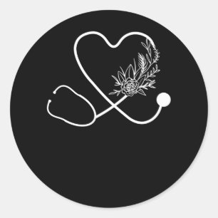 Sjuksköterska Stethoscope Flower Hospital Runt Klistermärke