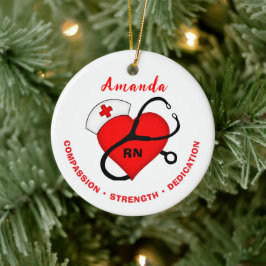 Sjuksköterska Stethoscope Hjärtsjuksköterska Hat O Julgransprydnad Keramik