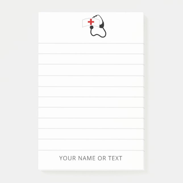 Sjuksköterska Stethoscope Medicinsk Personlig Namn Post-it Block (Framsida)