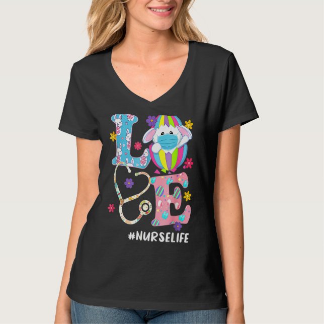 Sjuksköterska Stethoscope SCrub Life Nurse Bunny P T Shirt (Framsida)