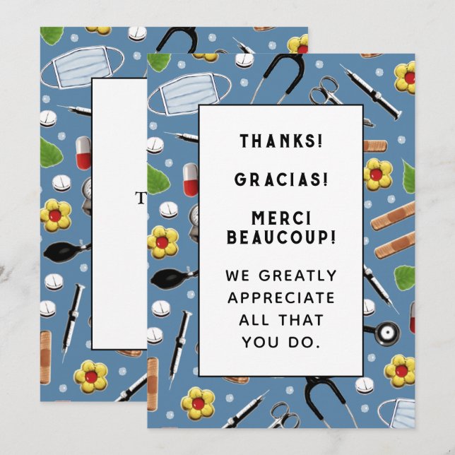 sjuksköterska - tackkort tack kort (Fram/baksida)