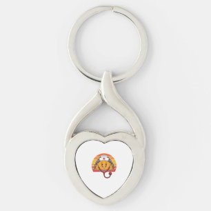 Sjuksköterska Taco Retro Vintage Gravyr Design_1 Twisted Heart Silverfärgad Nyckelring