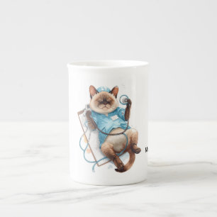 Sjuksköterska tar en tupplur för Cat Lovers Benporslin Mugg