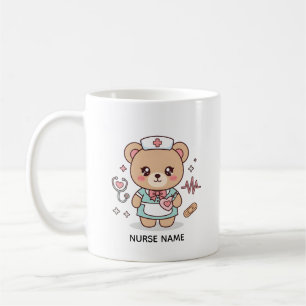 Sjuksköterska Teddybjörn – Personligt Namn Present Kaffemugg