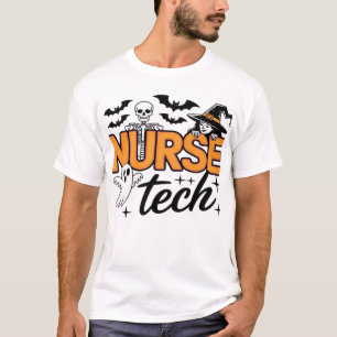 Sjuksköterska Teknik - Halloween - med skelett, hä T Shirt