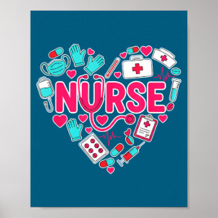 Sjuksköterska Tröja Hjärta Stetoskop Medicinska Ik Poster