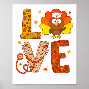 Sjuksköterska Turkiet Thanksgiving Day Kärlek Nurs Poster