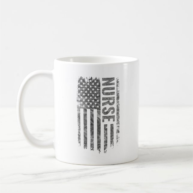 Sjuksköterska USA Flagga Distressed design Kaffemugg (Vänster)