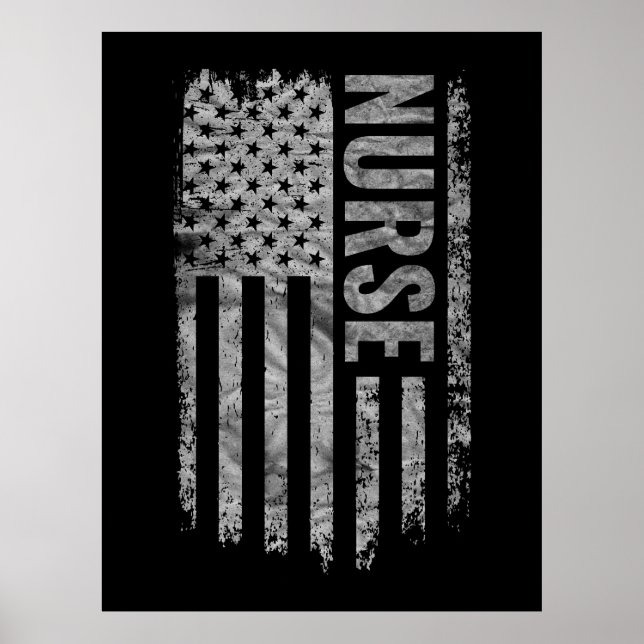 Sjuksköterska USA Flagga Distressed design Poster (Framsidan)