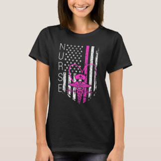 Sjuksköterska Usa Flagga Wrosa Rand Design T Shirt