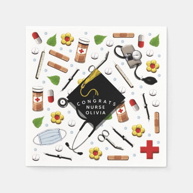 Sjuksköterska Utexamineringsfest servetter (Framsidan)