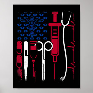 Sjuksköterska verktyg amerikansk flagga stolthet 4 poster
