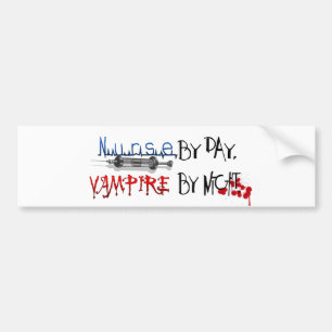Sjuksköterska vid dag, vampyr vid natt bildekal