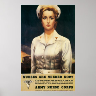 Sjuksköterskaaffisch för vintage WW II Poster