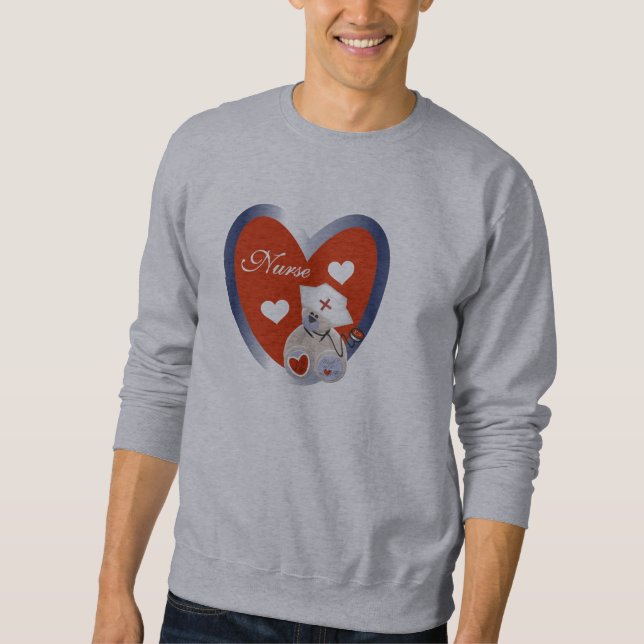 Sjuksköterskabjörn med hjärtaT-tröja och gåvor Sweatshirt (Framsida)
