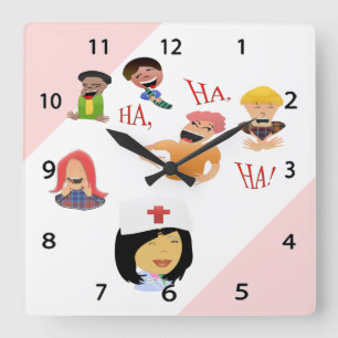 Sjuksköterskahumorn som skrattar klinikväggen, t fyrkantig klocka