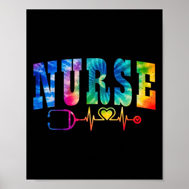 Sjuksköterskans Life Tie Dye Heart Stethoscope Vec Poster (Framsidan)