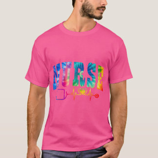 Sjuksköterskans livstid Dye Heart Stethoscope Veck T Shirt