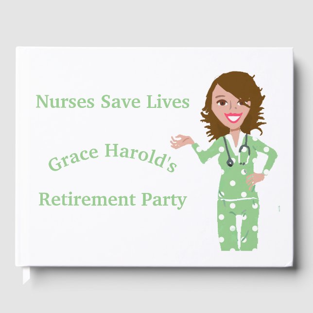 Sjuksköterskans Spara Lives Nurse Pension Party Gu Gästböcker (Framsida)