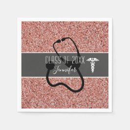 Sjuksköterskans Studentfest Medical Ro Guld Glitte Pappersservett